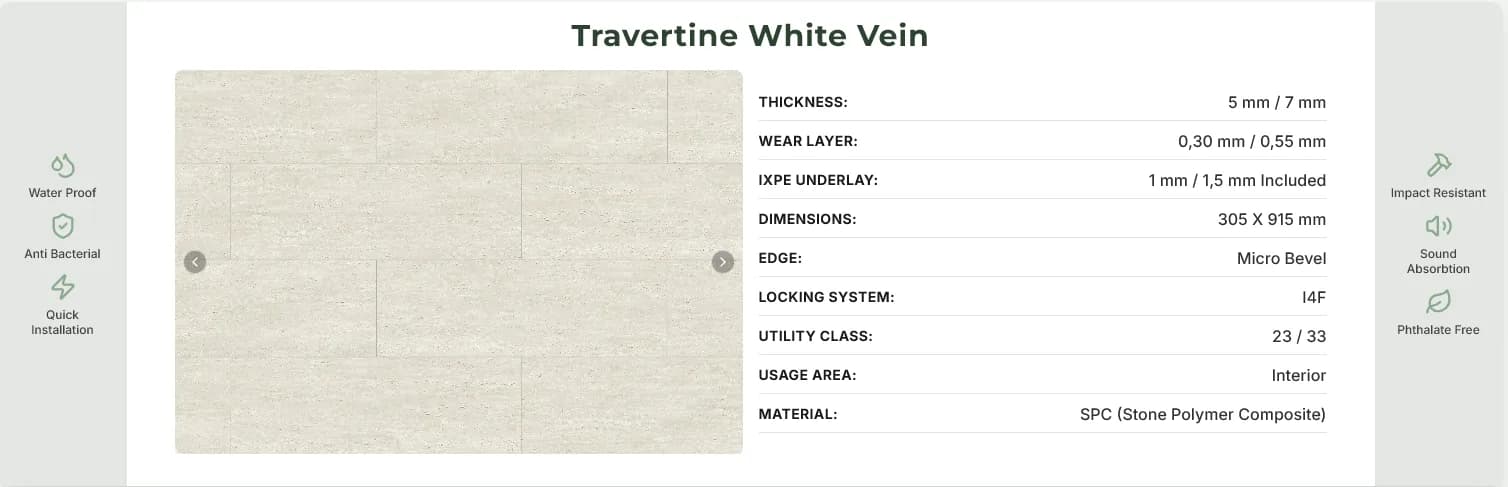 Parchet SPC Travertin Bej Deschis 5MM – imagine 4