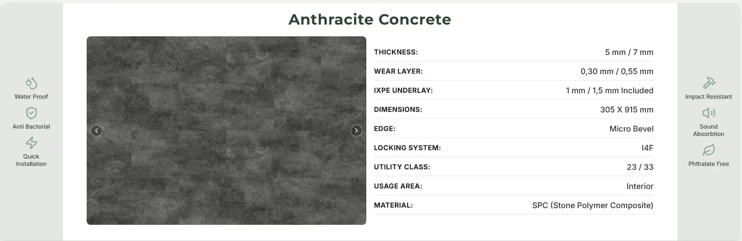 Parchet SPC Beton Antracit 5MM – imagine 4