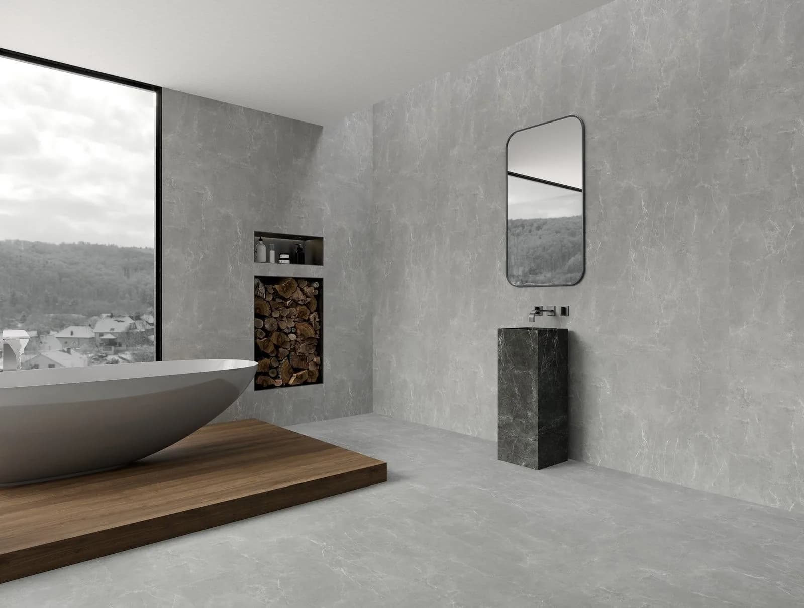 Panou SPC Marmura Bardiglio Gri 4MM montat în interior