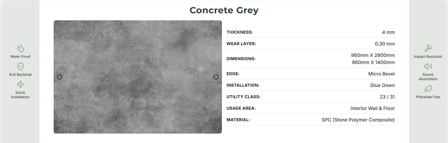 Panou SPC Beton Gri 4MM – decor