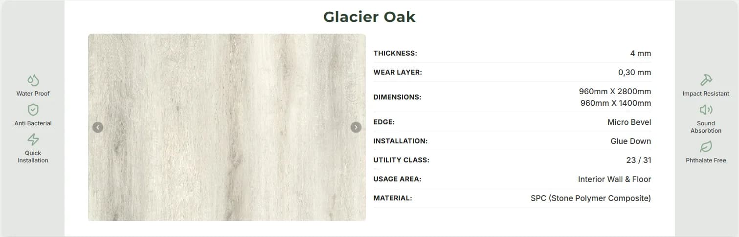 Panou SPC Stejar Glacier 4MM – decor