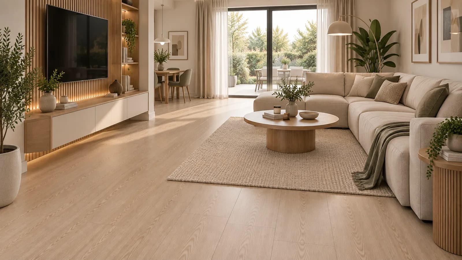 Parchet Laminat Stejar Gri 8MM montat în living