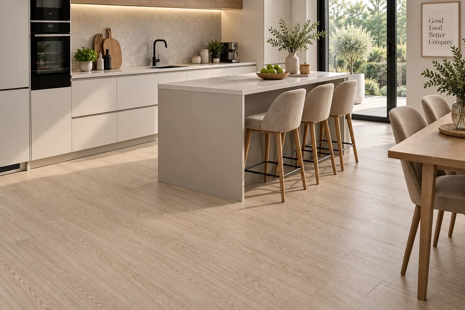 Parchet Laminat Stejar Gri 8MM montat în bucătărie