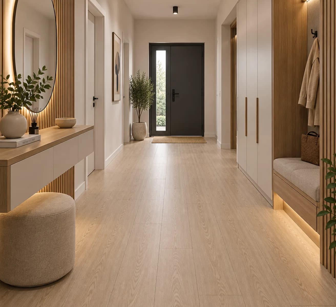 Parchet Laminat Stejar Gri 8MM montat în hol