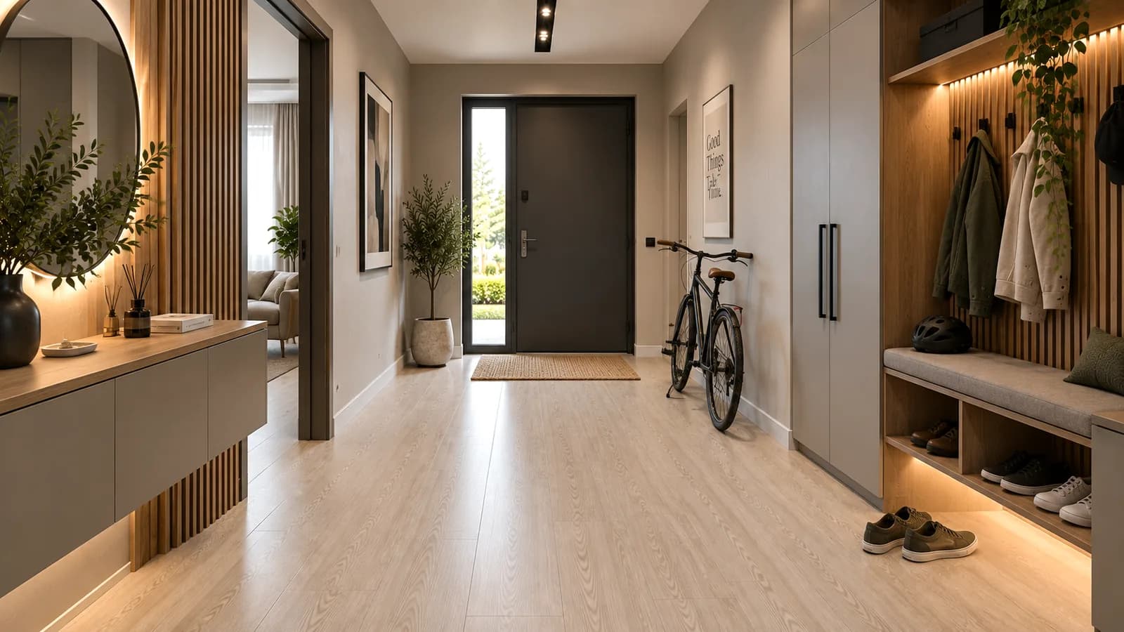 Parchet Laminat Stejar Silver Moon 12MM montat în hol