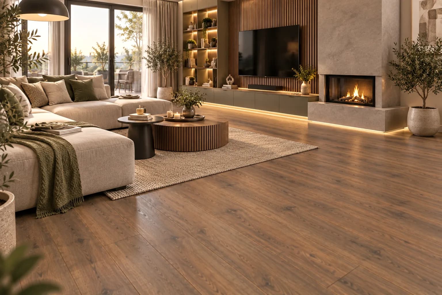 Parchet Laminat Brooklyn Brown 12MM montat în living